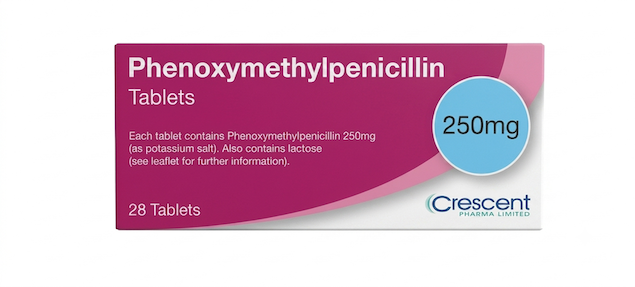 Phenoxymethylpenicillin 250mg tablets for bacterial sore throat